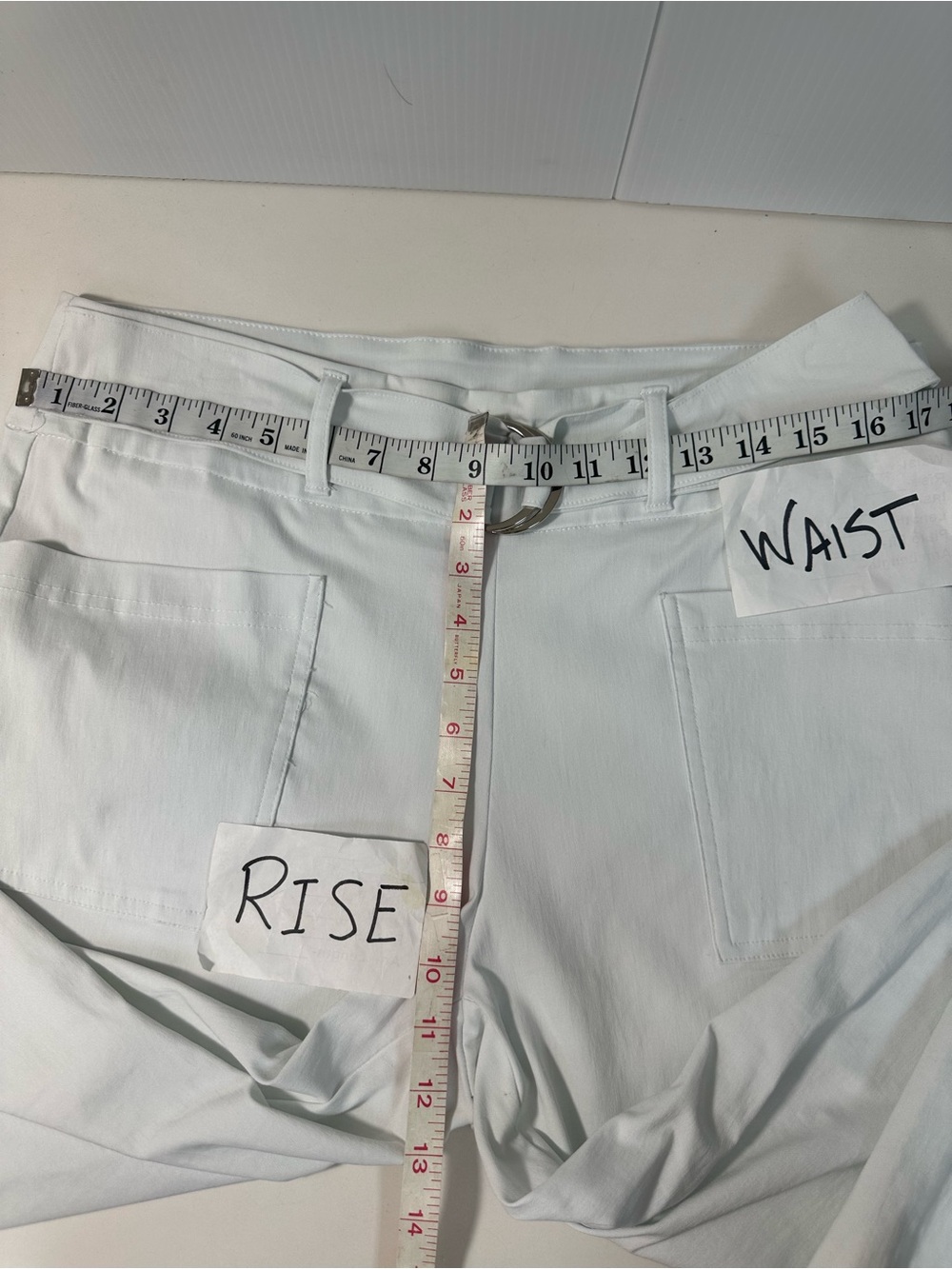 Lauren & Riley High-Waist Belted Cropped White Pants - Picture 9 of 13